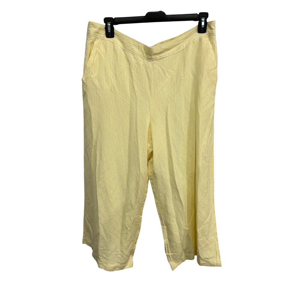 Loft Lightweight Summer Wear Yellow Pinstripe Cropped Pants Size XL Preppy NWT